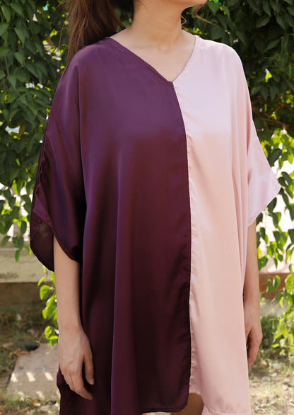 Double-Color Satin Beach Tunic: Resort Wear Chic