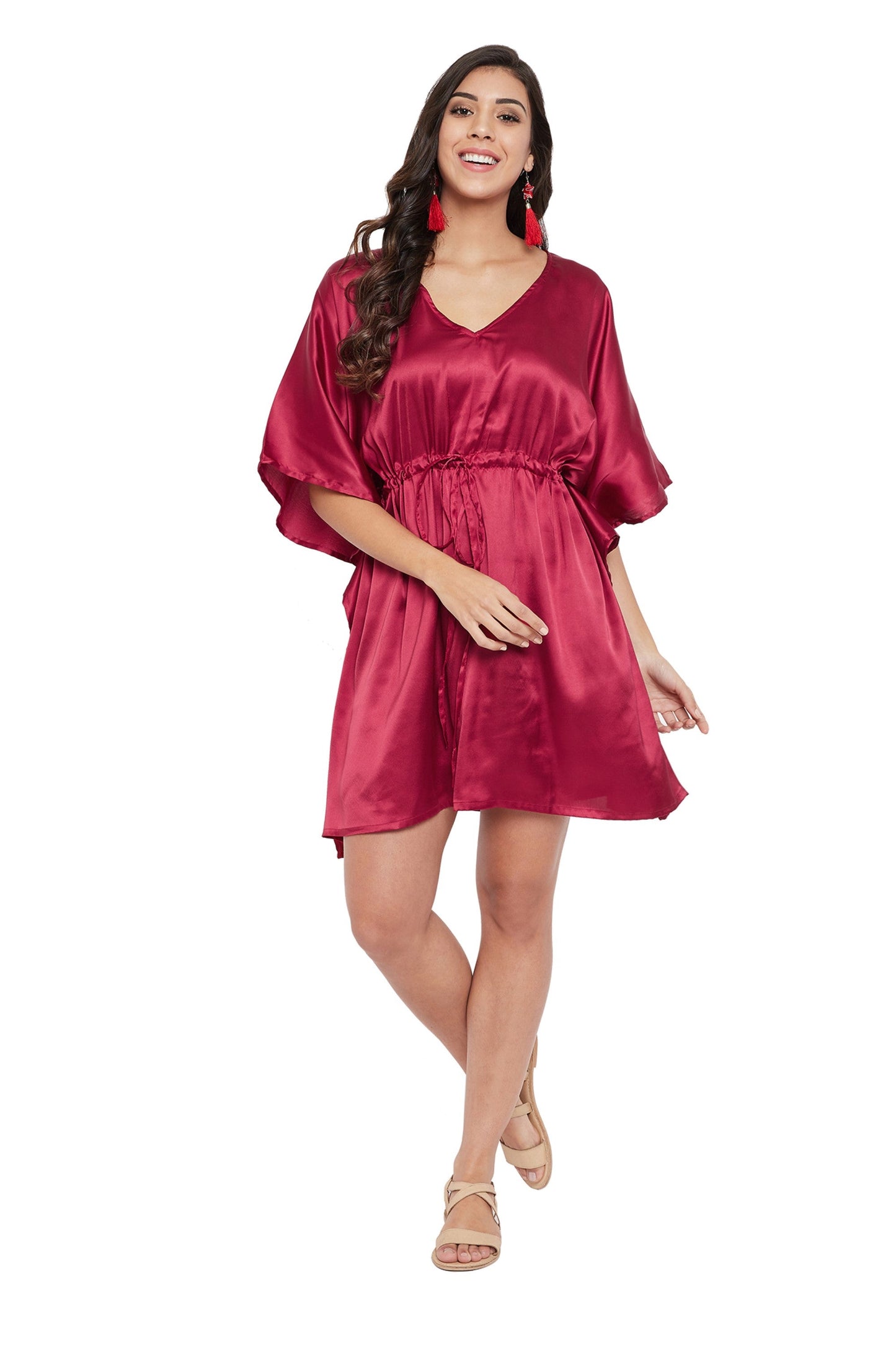 Red Satin Solid Tunic