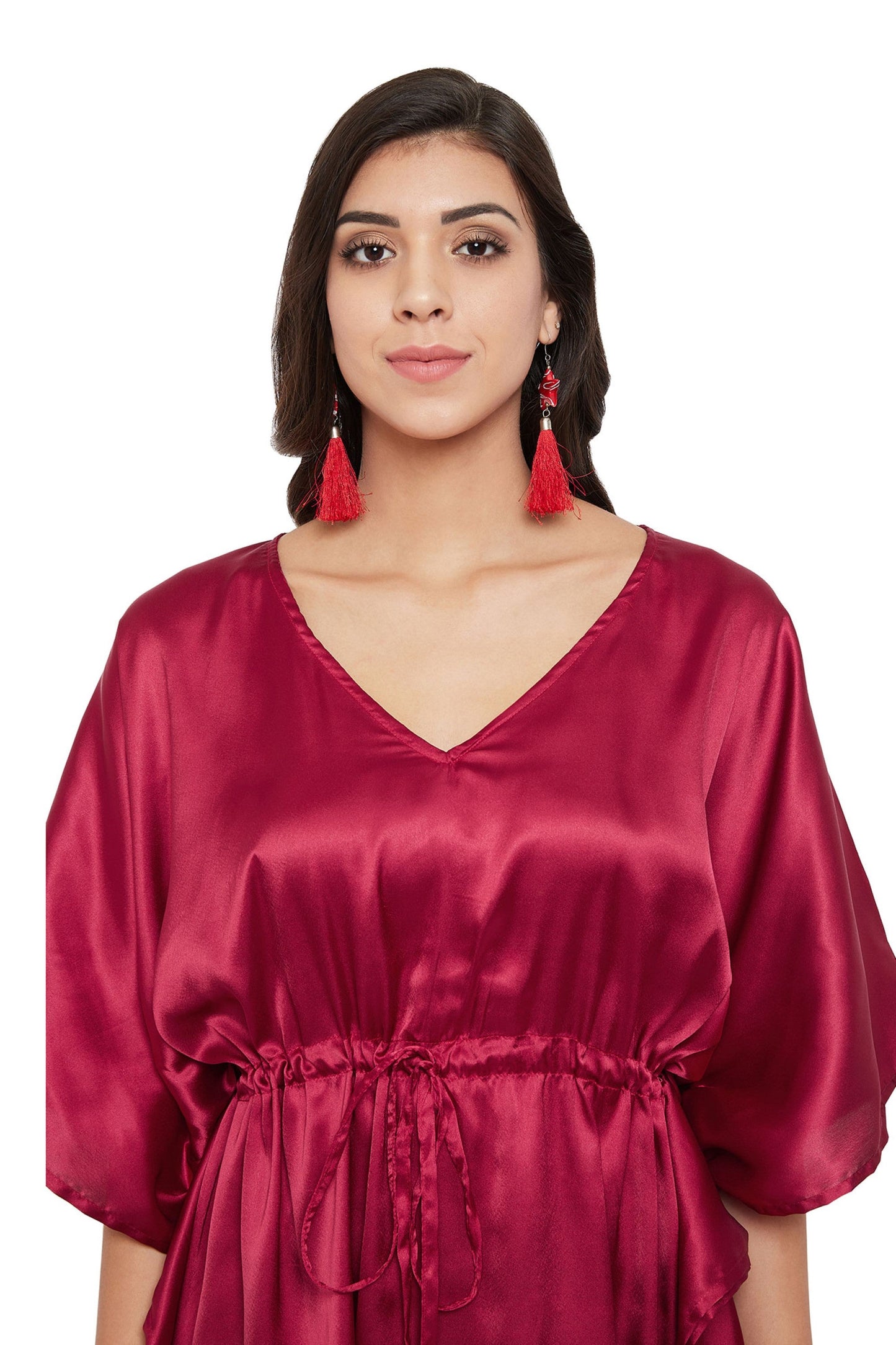 Red Satin Solid Tunic
