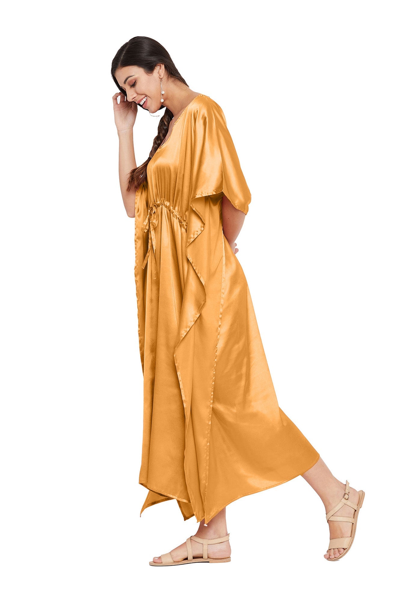 Solid Satin Dress: Glamorous Ethnic Style