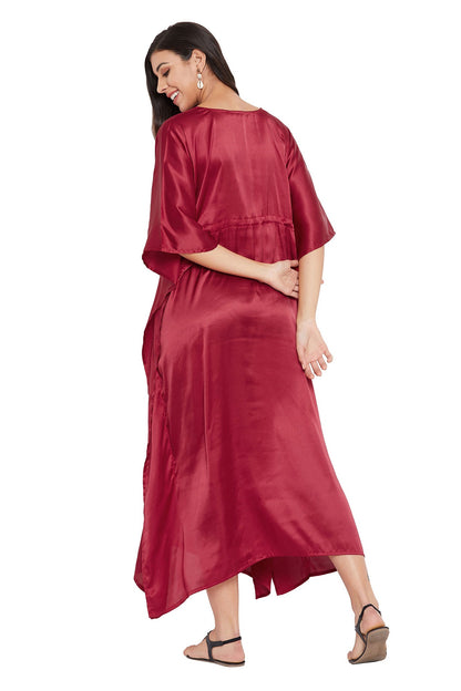 Red Satin Kaftan: Regal Fushion Fashion