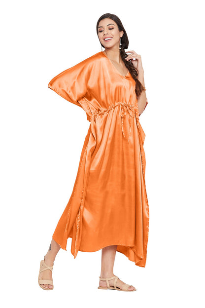 Orange Satin Kaftan: Vibrant Ethnic Wear