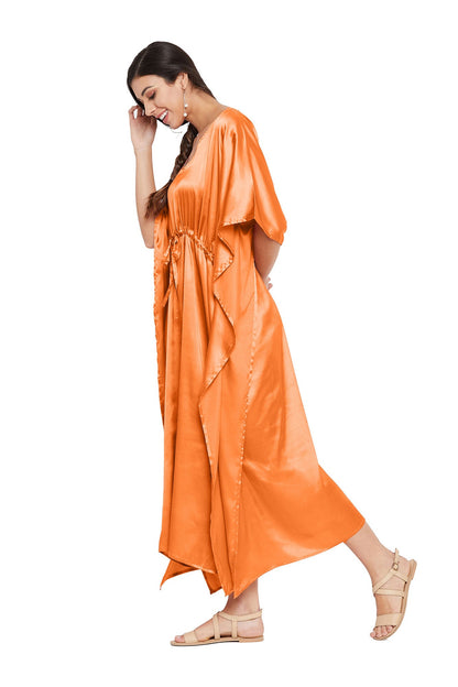 Orange Satin Kaftan: Vibrant Ethnic Wear