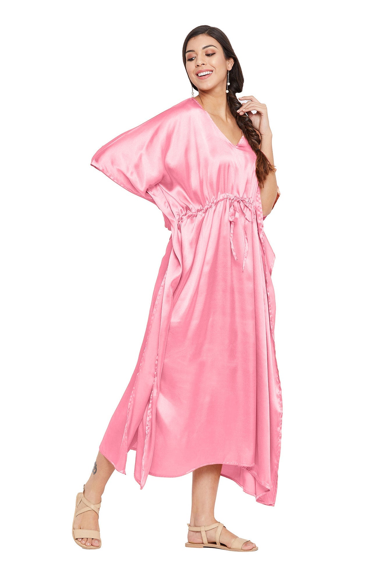 Pink Satin Kaftan: Luxurious Ethnic Wear