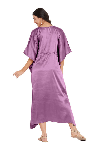 Trending Purple Satin Kaftan: Fashionable Ethnic Look