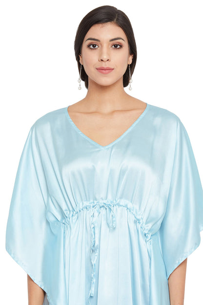 Blue Satin Beach Kaftan: Fashionable Resort Wear