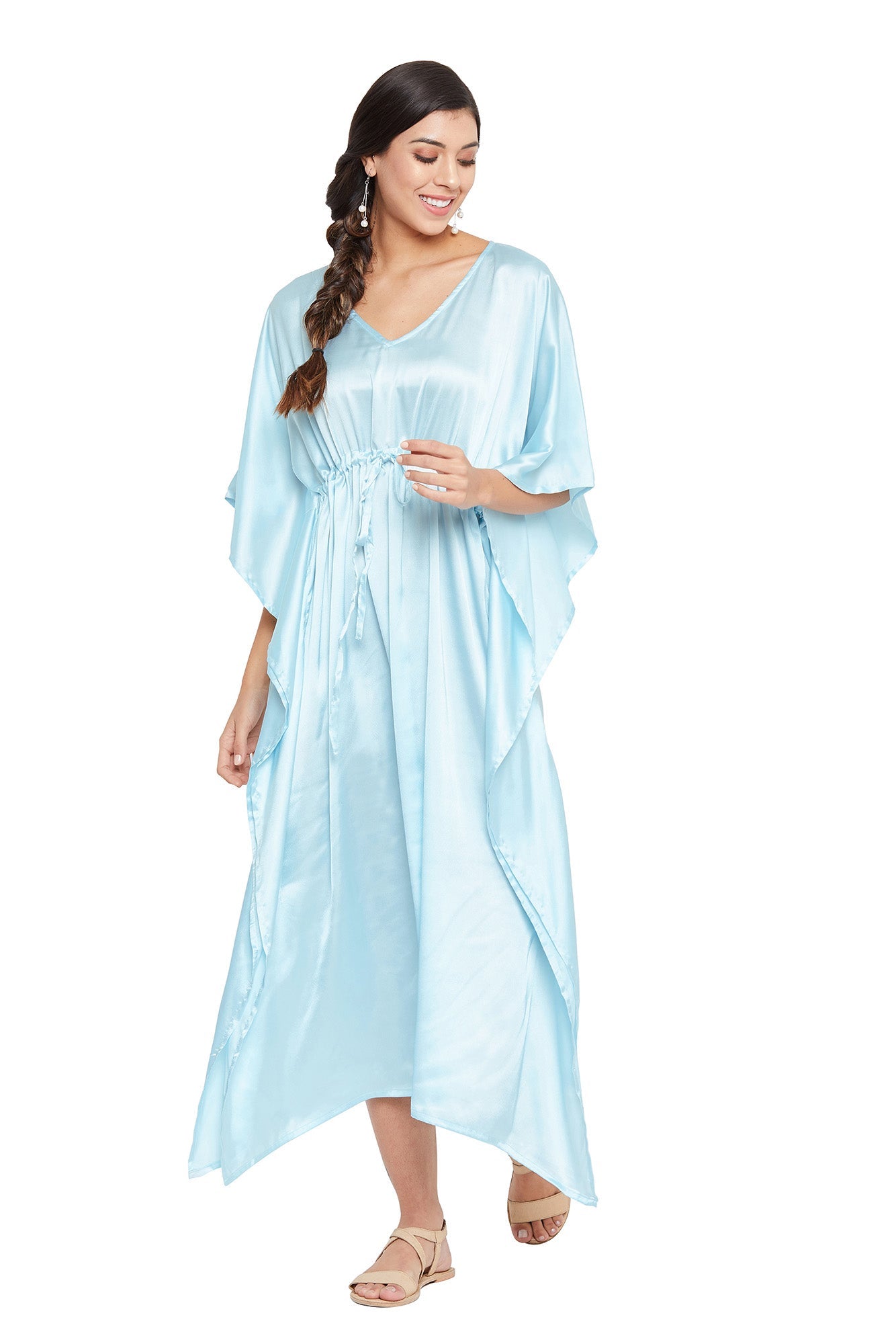 Blue Satin Beach Kaftan: Fashionable Resort Wear