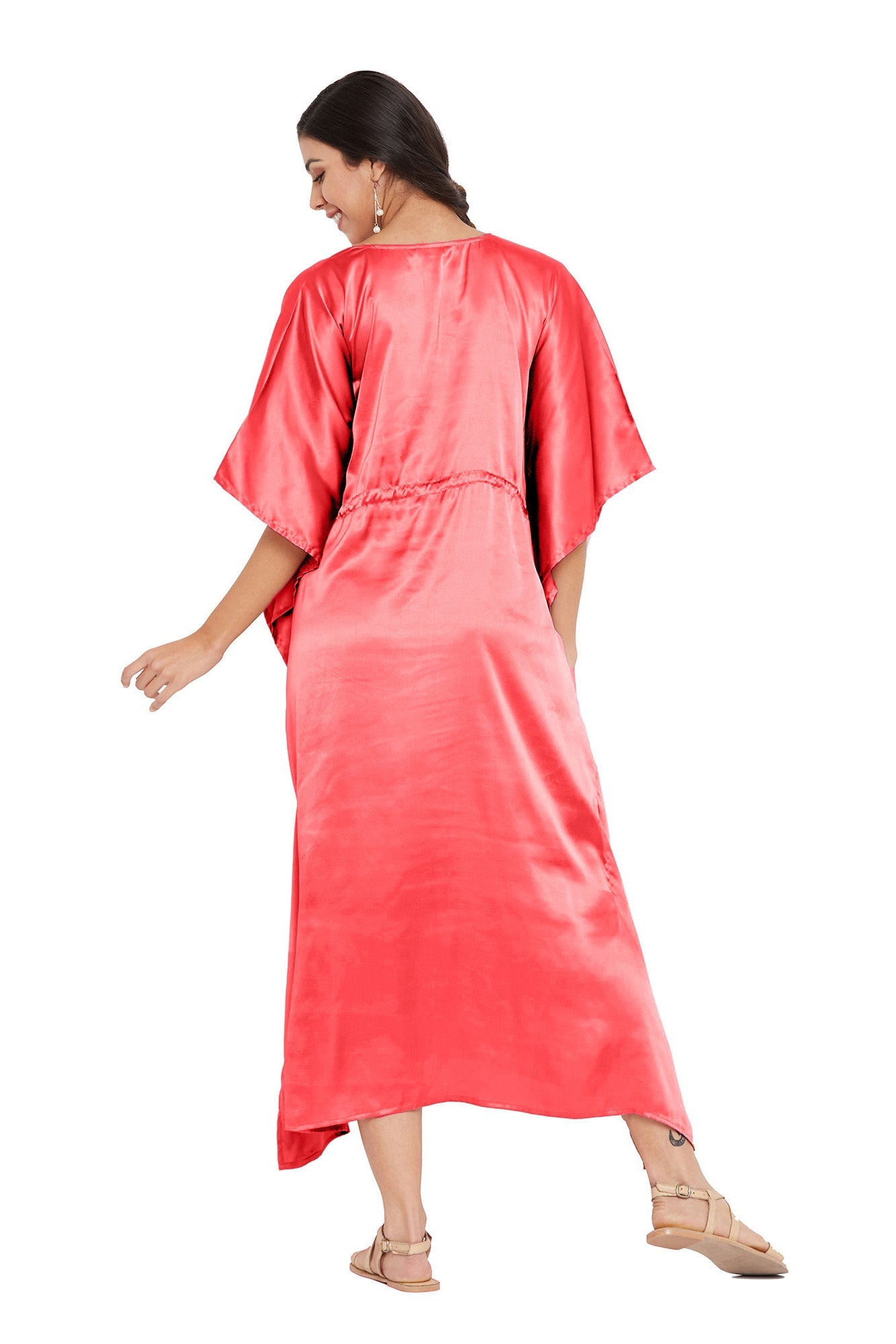 Red Satin Kaftan: Bold Ethnic Wear