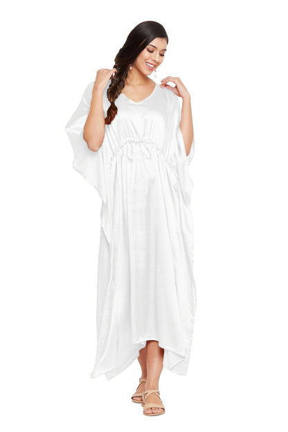 Solid White Satin Dress: Glamorous Ethnic Style