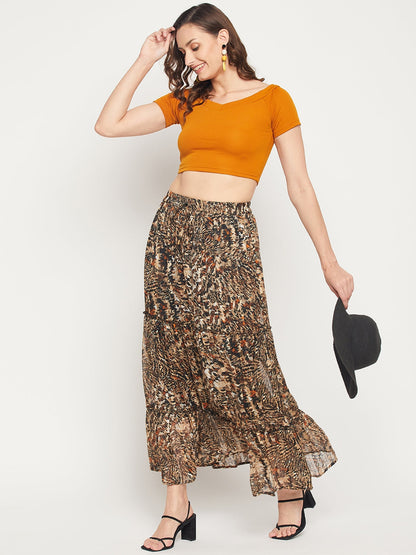 Lurex Chiffon Printed Skirt
